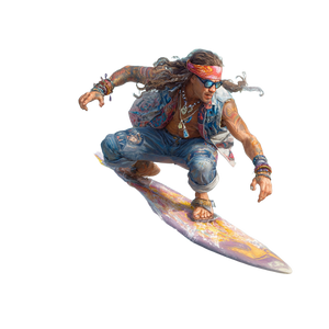Surfing Hippie Man Vinyl Car Decal Sticker – Waterproof & UV-Resistant 3.4133333333333336"
