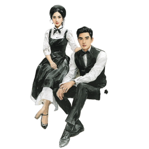 Vietnamese Couple Painting Vinyl Car Decal Sticker – Waterproof & UV-Resistant 3.4133333333333336"