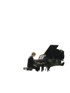 Blond Pianist Playing Vinyl Car Decal Sticker – Waterproof & UV-Resistant 4.1066666666666665"