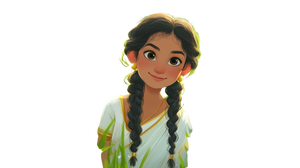 Cheerful Malayali Girl Vinyl Car Decal Sticker – Waterproof & UV-Resistant 2.72"