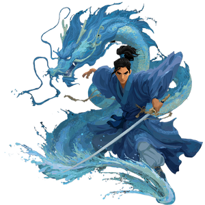 Animated Swordsman With Dragon Vinyl Car Decal Sticker – Waterproof & UV-Resistant 6.826666666666667"