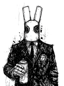 Pop Art Bunny Man Vinyl Car Decal Sticker – Waterproof & UV-Resistant 8.213333333333333"