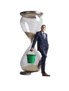 Businessman With Hourglass Vinyl Car Decal Sticker – Waterproof & UV-Resistant 8.213333333333333"