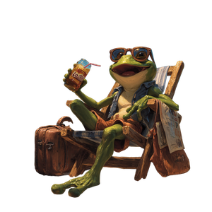 Vacationing Frog Vinyl Car Decal Sticker – Waterproof & UV-Resistant 3.4133333333333336"