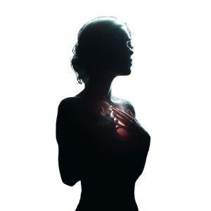 Glowing Heart Woman V3 Vinyl Car Decal Sticker – Waterproof & UV-Resistant 3.4133333333333336"