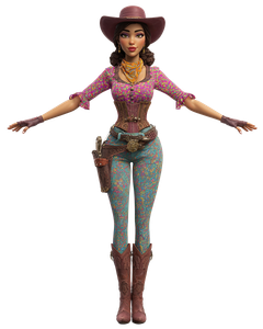 Cartoonish Wild West Lady Vinyl Car Decal Sticker – Waterproof & UV-Resistant 4.0"