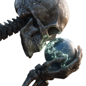Skeleton Holding Earth V2 Vinyl Car Decal Sticker – Waterproof & UV-Resistant 3.4133333333333336"