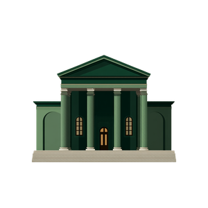 Minimalist Green Courthouse Vinyl Car Decal Sticker – Waterproof & UV-Resistant 3.4133333333333336"
