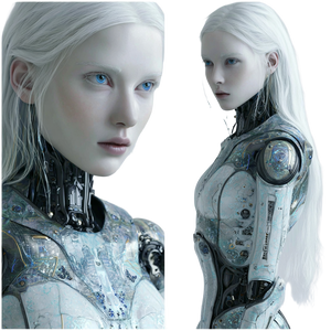 Robotic Humanoid Girl Vinyl Car Decal Sticker – Waterproof & UV-Resistant 6.826666666666667"