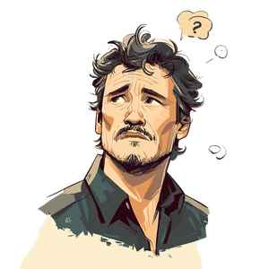Pedro Pascal Thinking Vinyl Car Decal Sticker – Waterproof & UV-Resistant 3.4133333333333336"