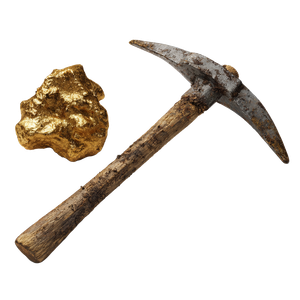 Gold Nugget Pickaxe Vinyl Car Decal Sticker – Waterproof & UV-Resistant 6.826666666666667"