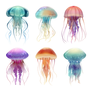 Colorful Cartoon Jellyfish V3 Vinyl Car Decal Sticker – Waterproof & UV-Resistant 3.4133333333333336"