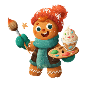 Gingerbread Artist Painting Vinyl Car Decal Sticker – Waterproof & UV-Resistant 3.4133333333333336"