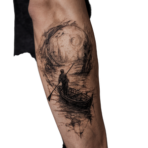 Stygian Ferryman Tattoo Vinyl Car Decal Sticker – Waterproof & UV-Resistant 3.4133333333333336"