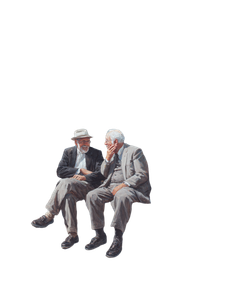 Elderly Gentlemen Feeding Pigeons Vinyl Car Decal Sticker – Waterproof & UV-Resistant 8.213333333333333"