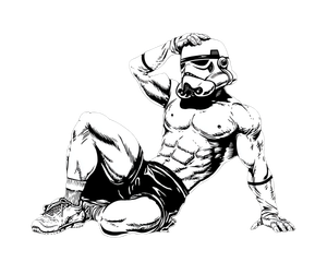 Flexing Stormtrooper Bodybuilder Vinyl Car Decal Sticker – Waterproof & UV-Resistant 3.2"