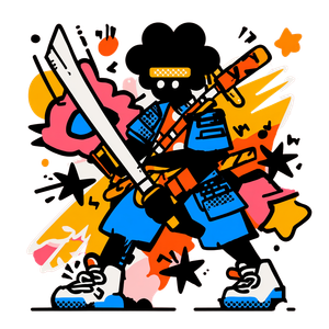 Graffiti-Covered Samurai Vinyl Car Decal Sticker – Waterproof & UV-Resistant 6.826666666666667"