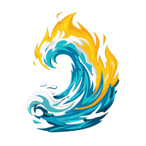 Fiery Wave Logo Vinyl Car Decal Sticker – Waterproof & UV-Resistant 3.4133333333333336"