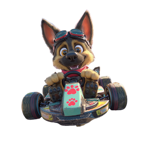 Puppy Kart Racer Vinyl Car Decal Sticker – Waterproof & UV-Resistant 3.4133333333333336"
