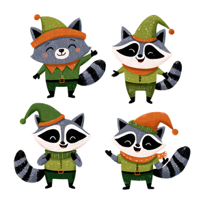 Christmas Elf Raccoons Vinyl Car Decal Sticker – Waterproof & UV-Resistant 3.4133333333333336"