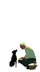 Old Man Petting Dog Vinyl Car Decal Sticker – Waterproof & UV-Resistant 4.8533333333333335"