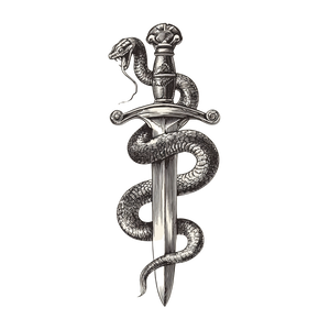 Snake-Wrapped Dagger Vinyl Car Decal Sticker – Waterproof & UV-Resistant 3.4133333333333336"