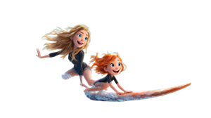 Mother And Daughter Surfing Vinyl Car Decal Sticker – Waterproof & UV-Resistant 5.4