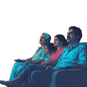 Indian Family Watching Tv Vinyl Car Decal Sticker – Waterproof & UV-Resistant 3.4133333333333336"