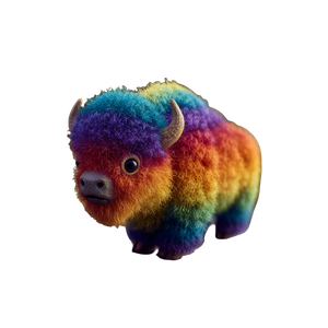 Rainbow Bison Cartoon Vinyl Car Decal Sticker – Waterproof & UV-Resistant 3.4133333333333336"