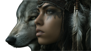 Native Woman With Wolf Vinyl Car Decal Sticker – Waterproof & UV-Resistant 5.4