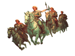 Blond Adventurers On Horses Vinyl Car Decal Sticker – Waterproof & UV-Resistant 6.1866666666666665"