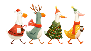 Cartoon Christmas Geese Vinyl Car Decal Sticker – Waterproof & UV-Resistant 5.4