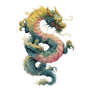 Korean Watercolor Dragon Vinyl Car Decal Sticker – Waterproof & UV-Resistant 3.4133333333333336"