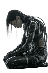 Melancholic Cyborg Pose Vinyl Car Decal Sticker – Waterproof & UV-Resistant 8.96"
