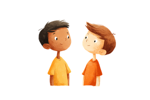 Boy Talking Friend Vinyl Car Decal Sticker – Waterproof & UV-Resistant 2.986666666666667"