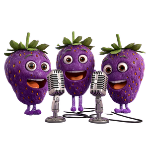 Cartoon Strawberries Podcasting Vinyl Car Decal Sticker – Waterproof & UV-Resistant 3.4133333333333336"