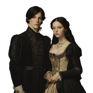 Medieval Couples Portrait Vinyl Car Decal Sticker – Waterproof & UV-Resistant 3.4133333333333336"