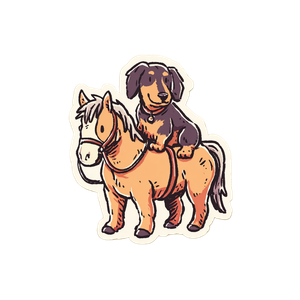 Dachshund On Horse Vinyl Car Decal Sticker – Waterproof & UV-Resistant 6.826666666666667"