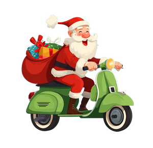 Santa On Scooter V2 Vinyl Car Decal Sticker – Waterproof & UV-Resistant 3.4133333333333336"