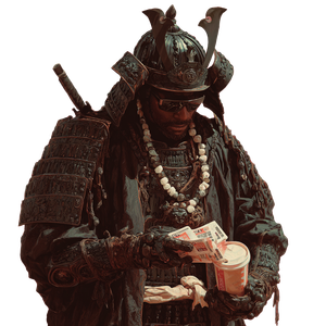 Black Samurai Shopping Vinyl Car Decal Sticker – Waterproof & UV-Resistant 3.4133333333333336"