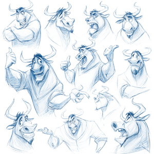Cartoon Minotaur Poses Vinyl Car Decal Sticker – Waterproof & UV-Resistant 3.4133333333333336"