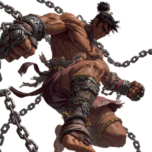 Muscular Kickboxer Wielding Chains Vinyl Car Decal Sticker – Waterproof & UV-Resistant 3.4133333333333336"