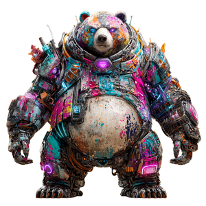 Cyberpunk Display Bear Vinyl Car Decal Sticker – Waterproof & UV-Resistant 3.4133333333333336"
