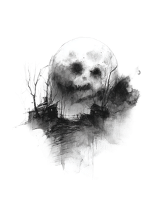 Eerie Sketched Moon Vinyl Car Decal Sticker – Waterproof & UV-Resistant 8.213333333333333"