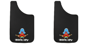2x Plasticolor Mud Flap 000502C01 Universal 11 x 19 Inch; Set Of 2; Flat; Yosemite Sam/Back Off; Black; Fiberglass Reinforced; Screw On 2x Plasticolor Mud Flap 000502C01 Universal 11 x 19 Inch; Set Of 2; Flat; Yosemite Sam/Back Off; Black; Fiberglass Reinforced; Screw On