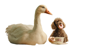 Goose And Puppy Tea Vinyl Car Decal Sticker – Waterproof & UV-Resistant 2.72"