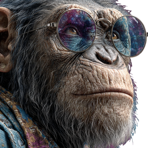 Cosmic Chimpanzee Portrait Vinyl Car Decal Sticker – Waterproof & UV-Resistant 3.4133333333333336"