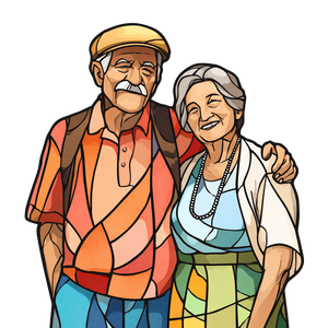 Elderly Couple Portrait V5 Vinyl Car Decal Sticker – Waterproof & UV-Resistant 3.4133333333333336"
