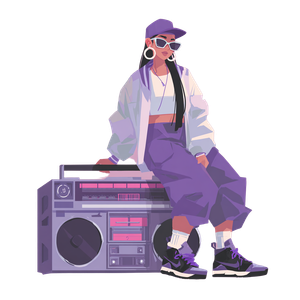 Hip-Hop Woman Illustration Vinyl Car Decal Sticker – Waterproof & UV-Resistant 6.826666666666667"