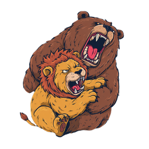 Bear Tackles Lion Vinyl Car Decal Sticker – Waterproof & UV-Resistant 3.4133333333333336"